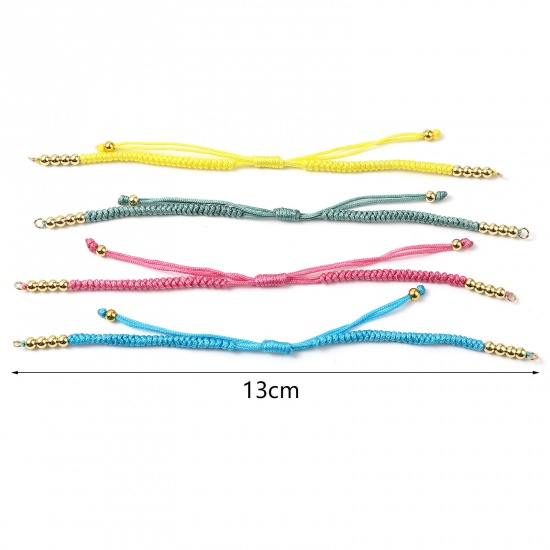 Immagine di Acciaio Inossidabile & Poliestere Braccialetti Intrecciati Oro Placcato Multicolore Regolabile 13cm 1 Pz