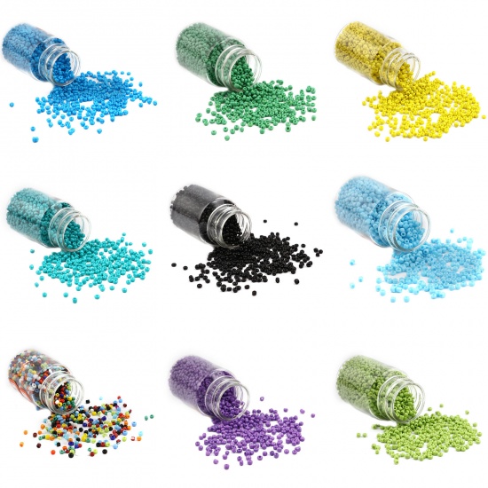 Immagine di Vetro Seme Perline Cilindrico Multicolore Tinto Per 4mm Dia., Foro:Circa 1.2mm, 1 Bottiglia