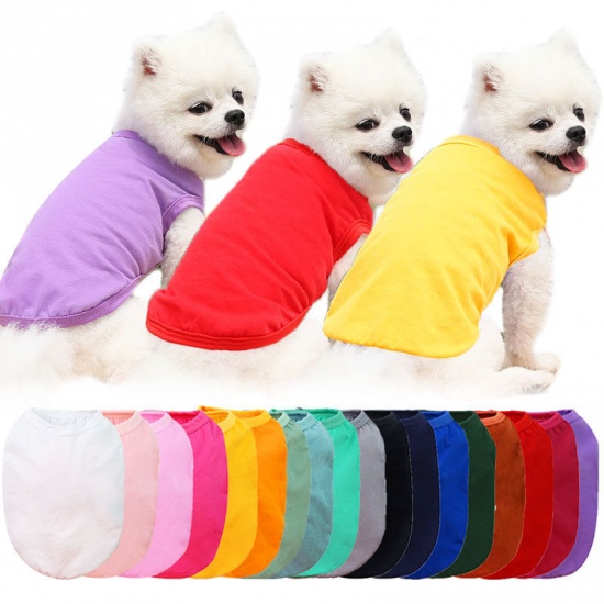 Immagine di Summer Cotton Vest Pet Clothes For Cat Dog Solid Color