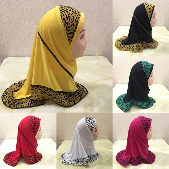 Immagine di Fuchsia - Leopard Printed Muslim Girl's Turban Hijab, 1 Piece