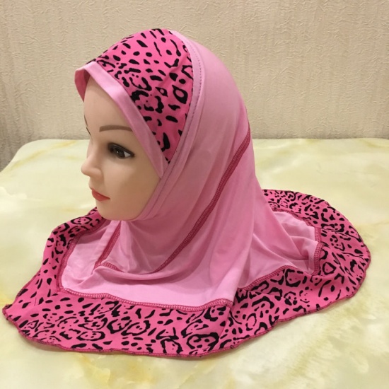 Immagine di Fuchsia - Leopard Printed Muslim Girl's Turban Hijab, 1 Piece