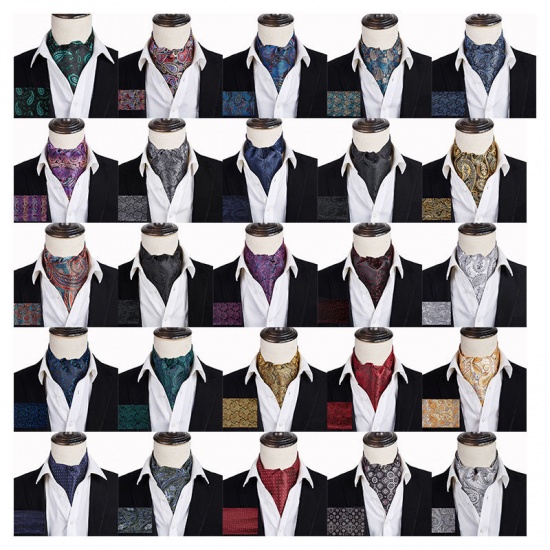 Picture of Multicolor - 27# Jacquard Men's Square Handkerchief and Necktie Tie Set For Suit Pocket 125x15.5cm 25x25cm, 1 Set