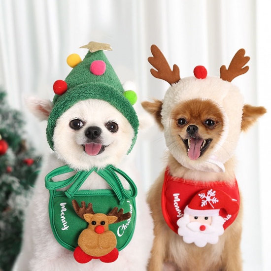 Immagine di White - L Christmas Antlers Hat Dog Cat Pet Supplies Suitable For Pets Within 4-7.5kg, 1 Piece