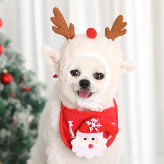 Immagine di White - L Christmas Antlers Hat Dog Cat Pet Supplies Suitable For Pets Within 4-7.5kg, 1 Piece