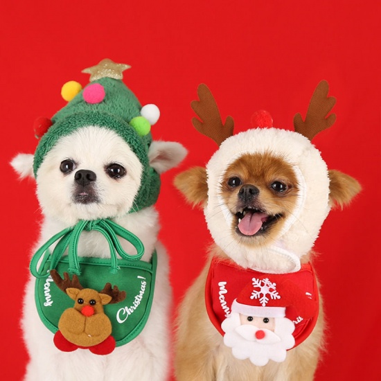 Immagine di White - L Christmas Antlers Hat Dog Cat Pet Supplies Suitable For Pets Within 4-7.5kg, 1 Piece