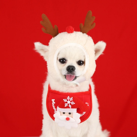 Immagine di White - L Christmas Antlers Hat Dog Cat Pet Supplies Suitable For Pets Within 4-7.5kg, 1 Piece