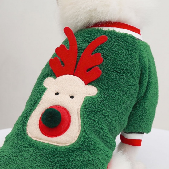 Bild von Grün - 2XL Zweibeinige pelzige Samt Hunde und Katzen Weihnachten Rentner Hoody Sweater Haustier Kleidung, 1 Stück