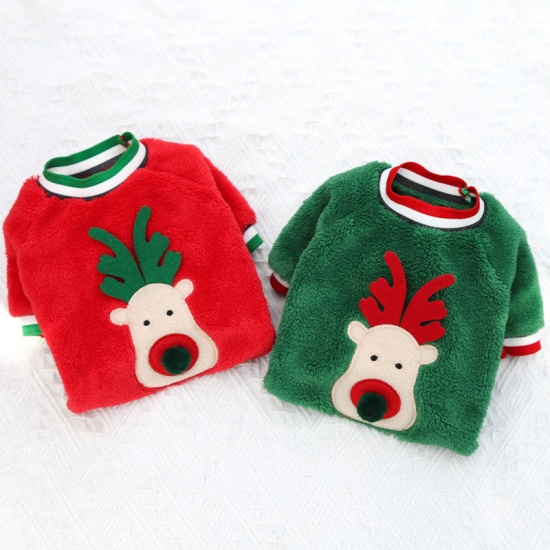 Bild von Grün - 2XL Zweibeinige pelzige Samt Hunde und Katzen Weihnachten Rentner Hoody Sweater Haustier Kleidung, 1 Stück