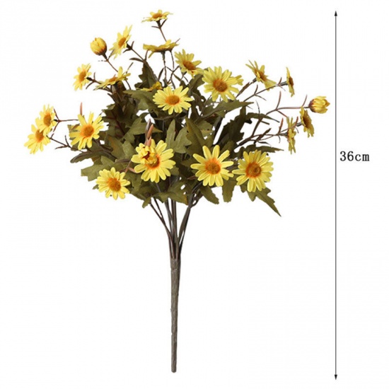 Image de Orange - 7 # Bouquet de fleurs de marguerite artificielle en fausse soie Décoration de la maison 36 cm de long, 1 bouquet