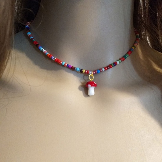 Изображение Акриловые Ожерелье из бисера Разноцветный Гриб 32см Длина, 1 ШТ