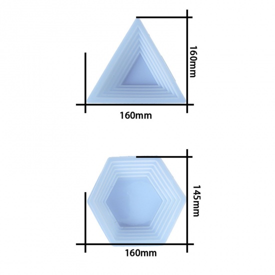 Picture of Silicone Resin Mold For Jewelry Making Tray Triangle White 16cm x 16cm, 1 Piece