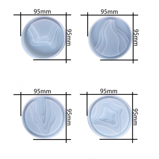 Immagine di Silicone Muffa della Resina per Gioielli Rendendo Tondo Onda Bianco 9.5cm Dia. 1 Pz
