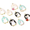 Immagine di Lega di Zinco Charms Pinguino Oro Placcato Multicolore Fragola Smalto 10 Pz