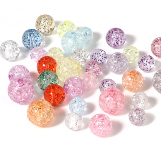 Picture of Acrylic Beads Round At Random Color Crack Pattern 100 PCs