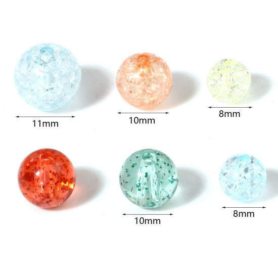 Picture of Acrylic Beads Round At Random Color Crack Pattern 100 PCs