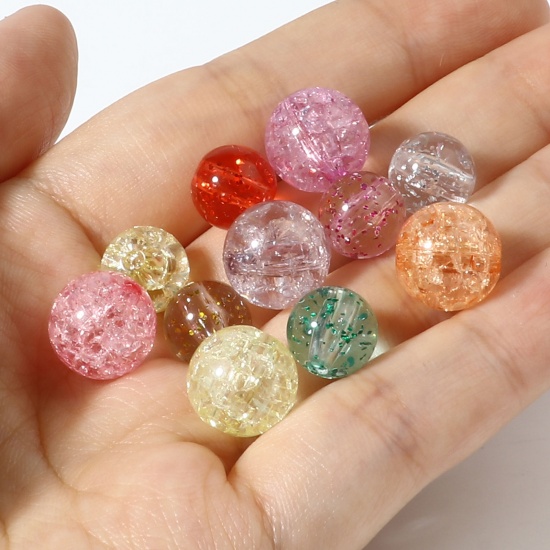 Picture of Acrylic Beads Round At Random Color Crack Pattern 100 PCs