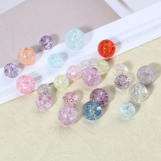 Picture of Acrylic Beads Round At Random Color Crack Pattern 100 PCs