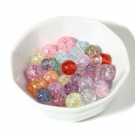 Picture of Acrylic Beads Round At Random Color Crack Pattern 100 PCs