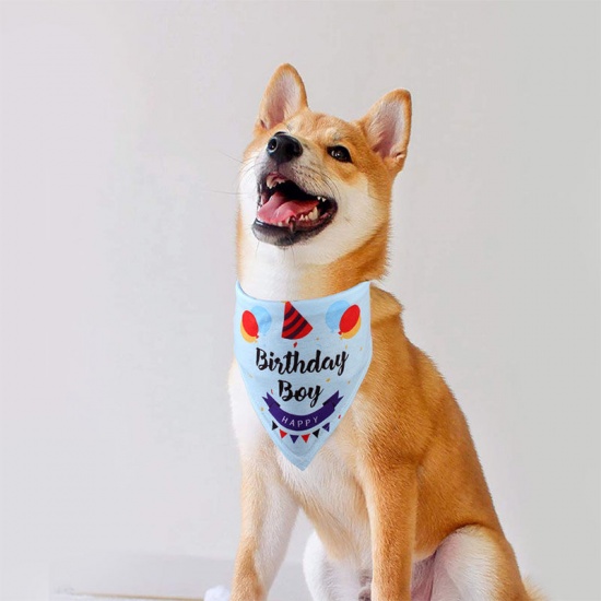 Bild von Blau - 4# Happy Birthday Dog Speichel Handtuchkragen Schal Haustierzubehör 80x22cm, 1 Stück