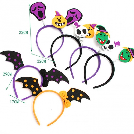 Picture of Orange - Halloween Bat Wings Party Cosplay Dress Up Headband Decoration 29x17cm, 1 Piece