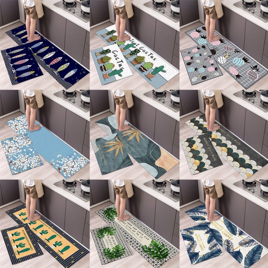 Immagine di Polyester Printed Thickened Soft Super Absorbent Non-Slip Living Room Bathroom Kitchen Carpet Floor Mat Rug Home Decoration