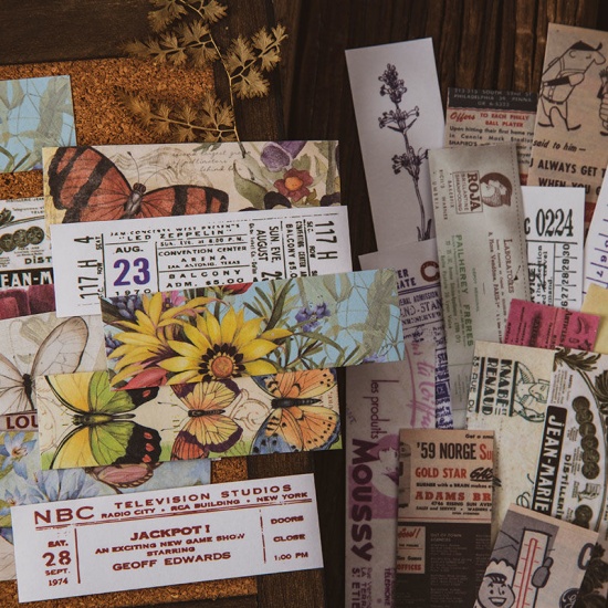 Immagine di Multicolor - 8# Retro Collection Series Japanese Paper DIY Scrapbook Stickers Decoration 8x2.5cm, 1 Set