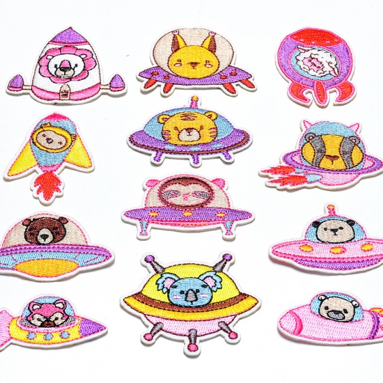 Picture of Fabric Iron On Patches Appliques (With Glue Back) Craft Multicolor Mixed Animal 1 Set ( 12 PCs/Set)