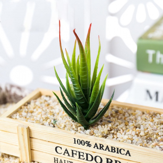 Immagine di Red - 4# Plastic Artificial Aloe Plant DIY Photography Props Home Decoration 12cm long, 1 Piece