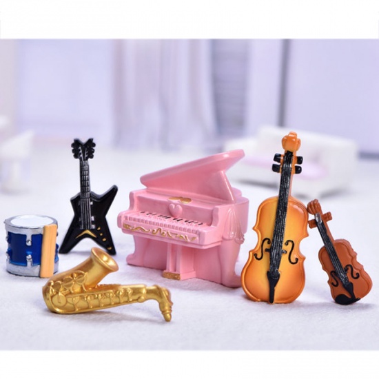 Immagine di Pink - 14# Piano Musical Instrument Resin Micro Landscape Miniature Decoration 5x4.5cm, 1 Piece