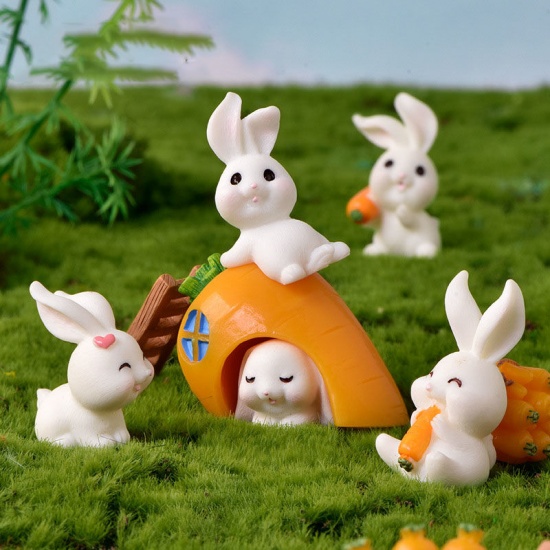 Immagine di Rabbit Bunny Paradise Resin Micro Landscape Miniature Decoration