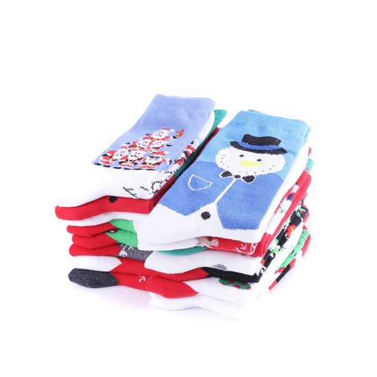 Picture of Red - 24# Christmas Winter Warm Couple Unisex Cotton Socks Size 37-43, 1 Pair