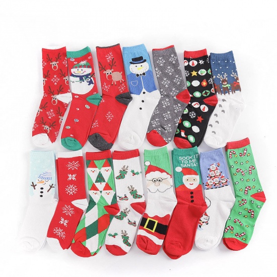 Imagen de Red - 24# Christmas Winter Warm Couple Unisex Cotton Socks Size 37-43, 1 Pair
