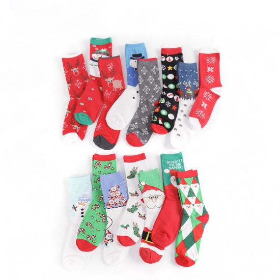 Imagen de Red - 24# Christmas Winter Warm Couple Unisex Cotton Socks Size 37-43, 1 Pair