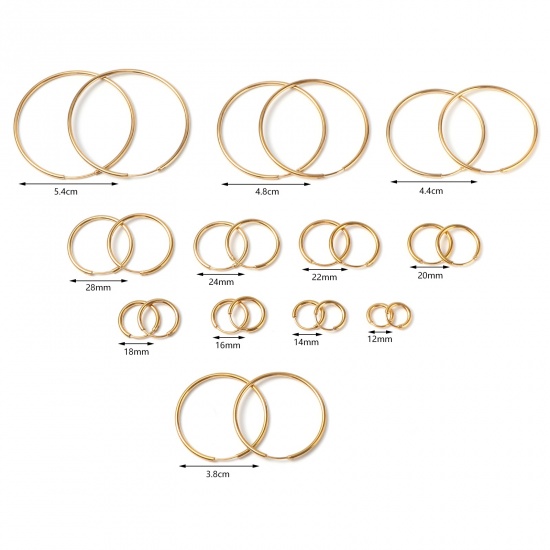 Immagine di Acciaio Inossidabile orecchino cerchio Oro Placcato Anello Posta / Filo Dimensione: (19 misura), 1 Paio