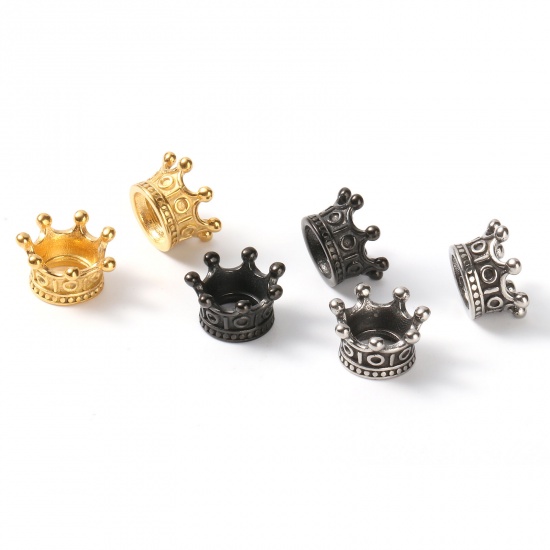 Bild von Edelstahl European Stil Großlochperlen Kaiserkrone Bunt 11mm x 6mm, Loch: ca. 4.9mm, 1 Stück