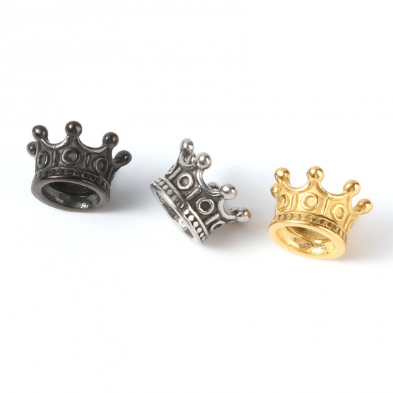 Bild von Edelstahl European Stil Großlochperlen Kaiserkrone Bunt 11mm x 6mm, Loch: ca. 4.9mm, 1 Stück