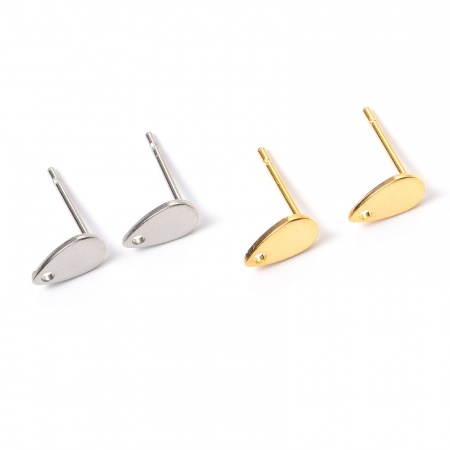 Edelstahl Ohrring Ohrstecker Tropfen Bunt M/Öse 8mm x 5mm, Drahtstärke: (20 gauge), 30 Stück