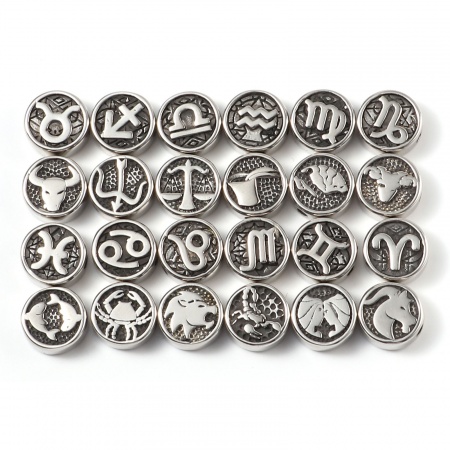 Acero Inoxidable Cuentas Ronda Gunmetal Constelación 10mm Diámetro, Agujero: Aprox 1.8mm, 2 Unidades