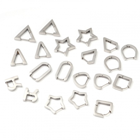 Boucles d'Oreilles Créole Anneaux en Acier Inoxydable Argent Mat Epaisseur de Fil: (19 gauge), 1 Paire