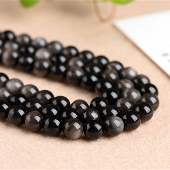 Picture of (Grade A) Obsidian ( Natural ) Beads Round Multicolor 1 Strand