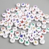 Picture of Acrylic Beads Round Multicolor I=nitial Alphabet/ Capital Letter Pattern 200 PCs