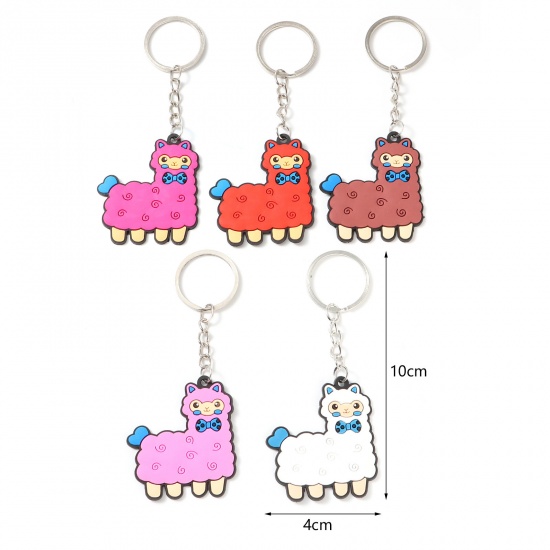 Picture of PVC Keychain & Keyring Multicolor Alpaca Animal 10 PCs