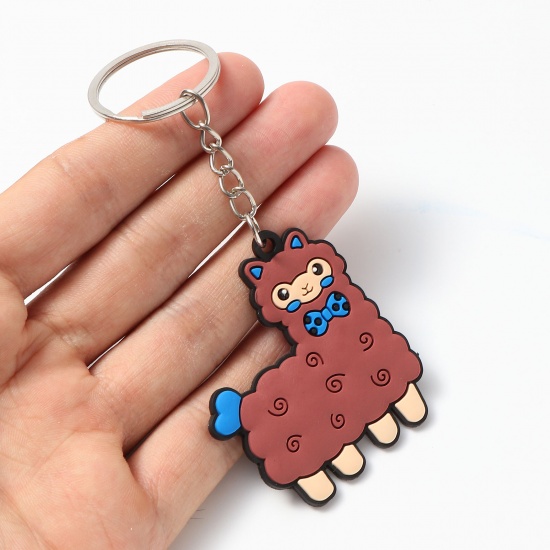 Picture of PVC Keychain & Keyring Multicolor Alpaca Animal 10 PCs