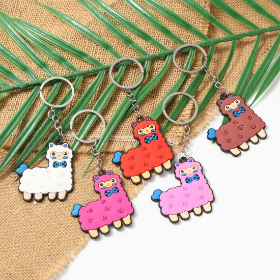 Picture of PVC Keychain & Keyring Multicolor Alpaca Animal 10 PCs