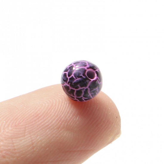 Bild von (Klasse B) Achat ( Natur ) Perlen Rund Bunt Gefärbt ca. 6mm D., Loch:ca. 1mm, 35cm lang, 1 Strang (ca. 65 Stück/Strang)