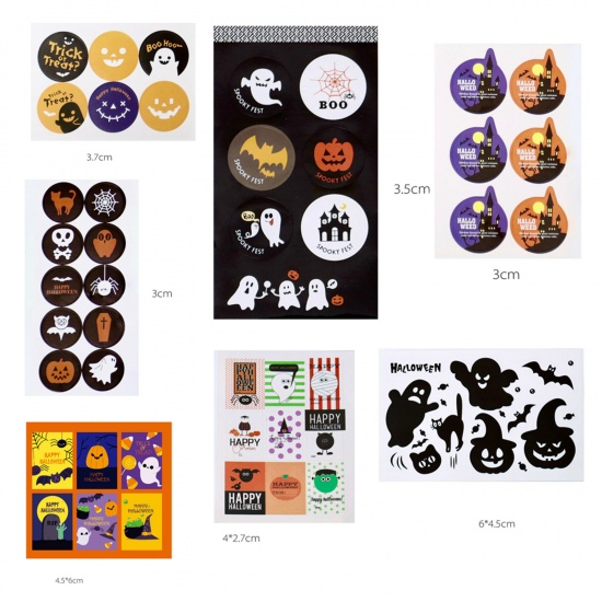 Picture of Paper Halloween Seals Stickers Labels Multicolor 2 Sheets