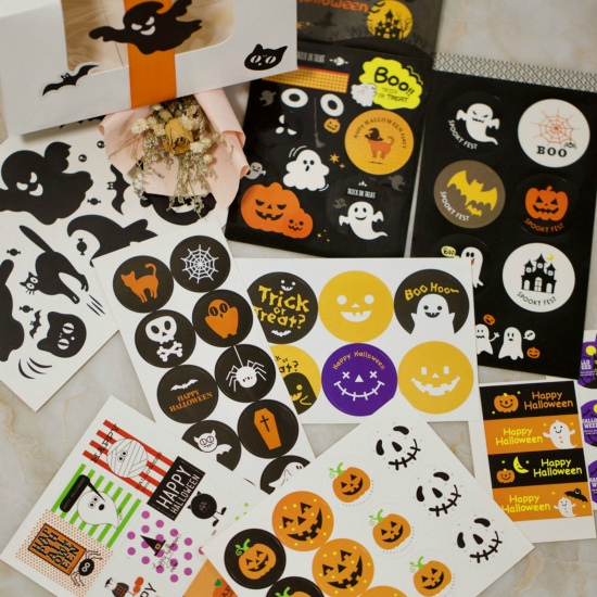 Picture of Paper Halloween Seals Stickers Labels Multicolor 2 Sheets