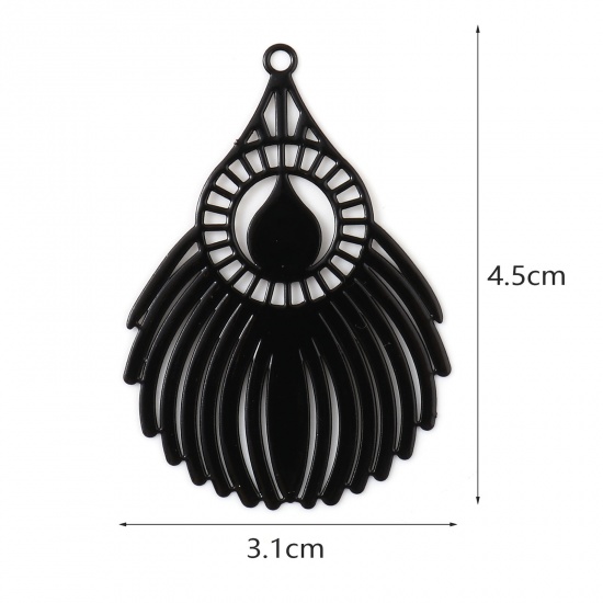 Picture of Iron Based Alloy Filigree Stamping Pendants Fan-shaped Multicolor 4.5cm x 3.1cm, 10 PCs