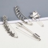 Picture of Zinc Based Alloy Pin Brooches Findings Antique Silver Color 2 PCs