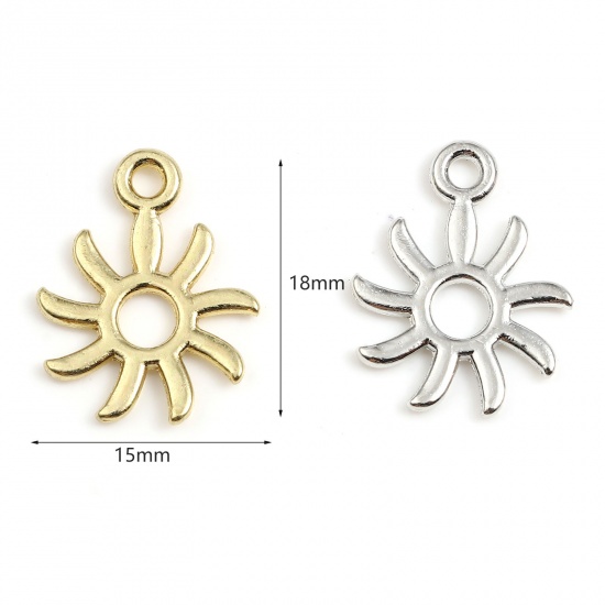Picture of Zinc Based Alloy Galaxy Charms Sun Gold Plated 18mm x 15mm, 100 PCs